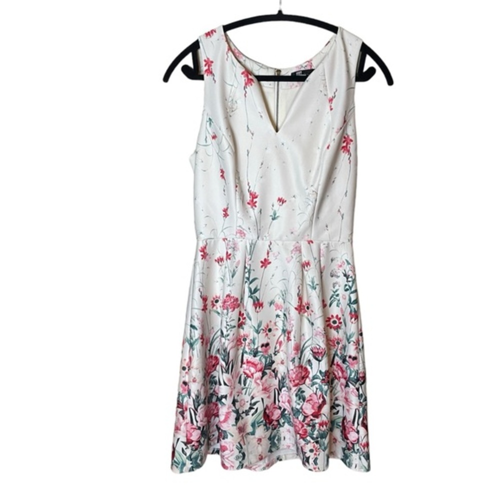 Kut From The Kloth Lana Fit & Flare Dress Size 6‎ Womans Ivory Floral Sleeveless